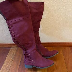 Women's Burgundy Knee-High Boots